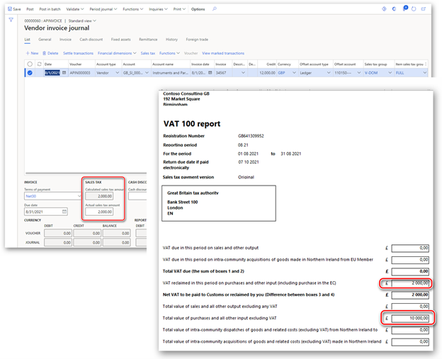 VAT 100 report for Domestic purchase.