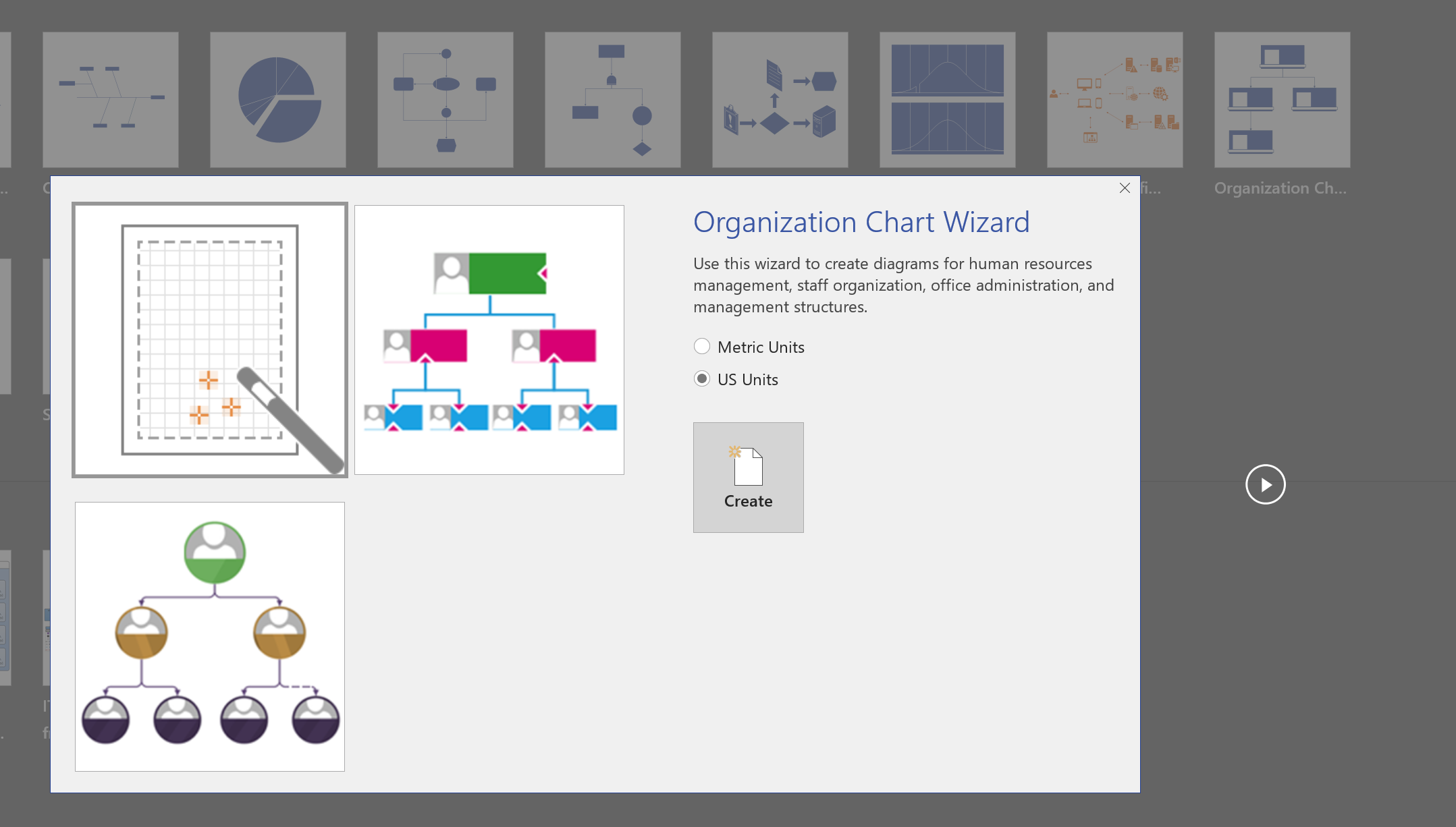 Organization Chart Wizard dialog box.