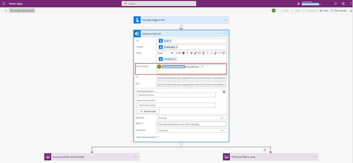 Screenshot of the Power Apps portal solution with the option to edit the flow details.