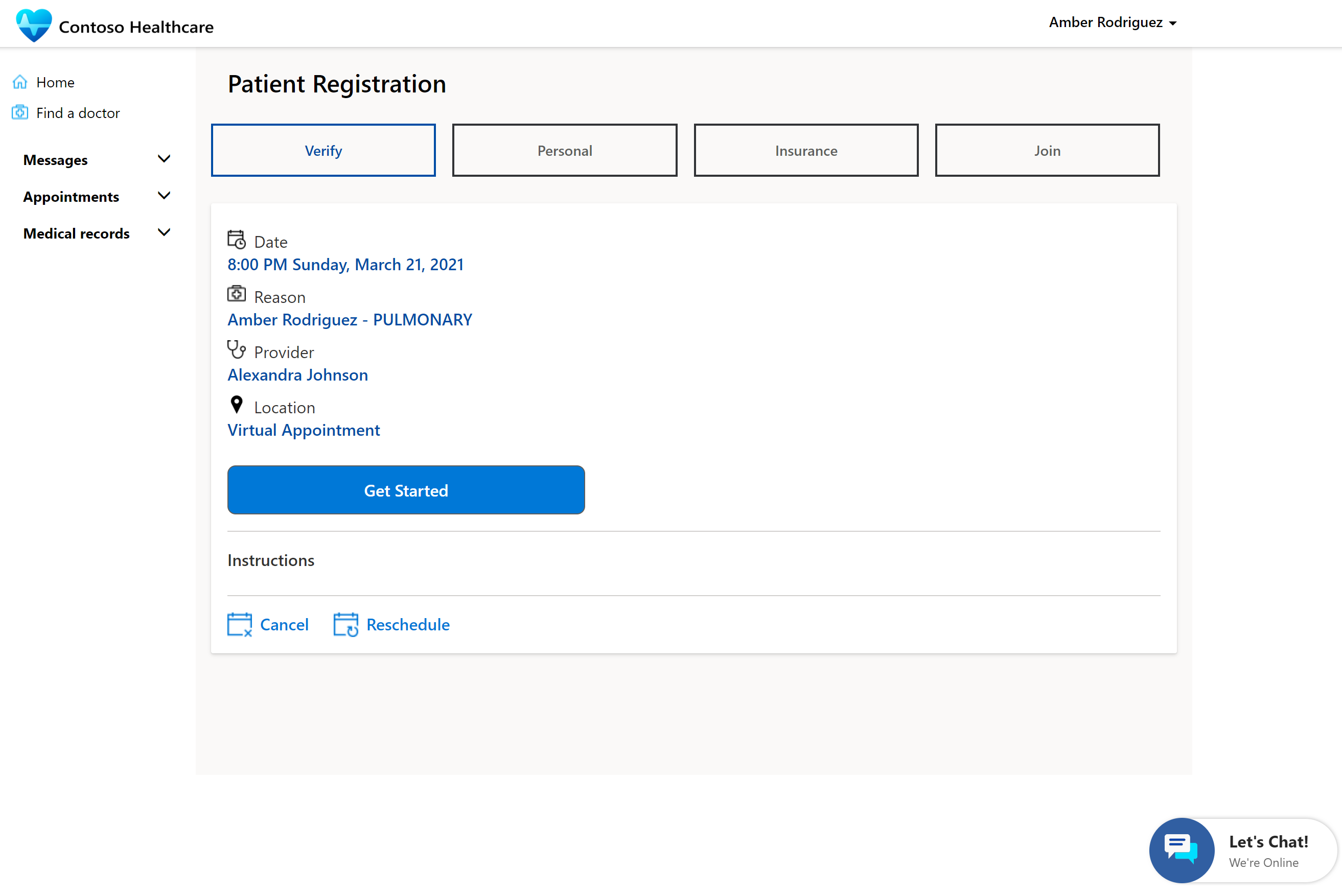 Patient registration.