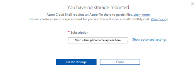 Option to create storage if storage isn't set up.