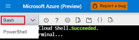 Select Bash in Azure Cloud Shell.