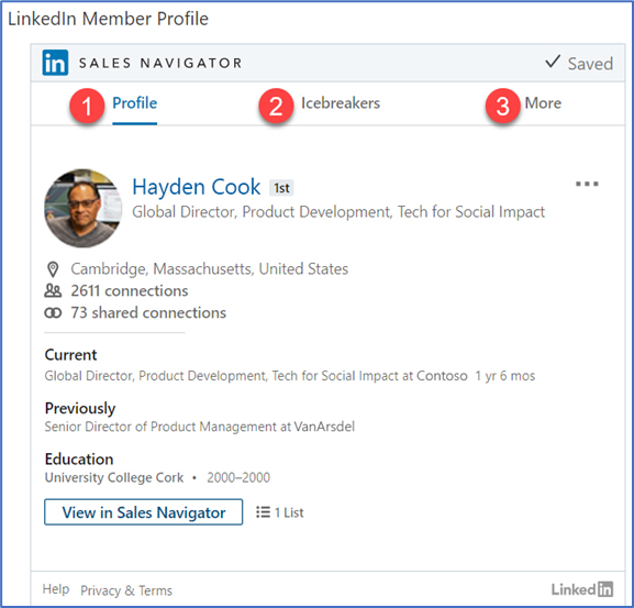 Work with the Organization LinkedIn Member Profile.