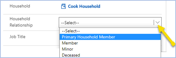 Household Relationship field Household Relationship field.