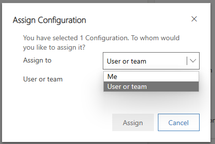 Screen shot of the Assign Configuration dialog box.