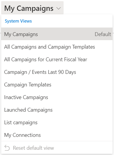 Select a Campaigns view.