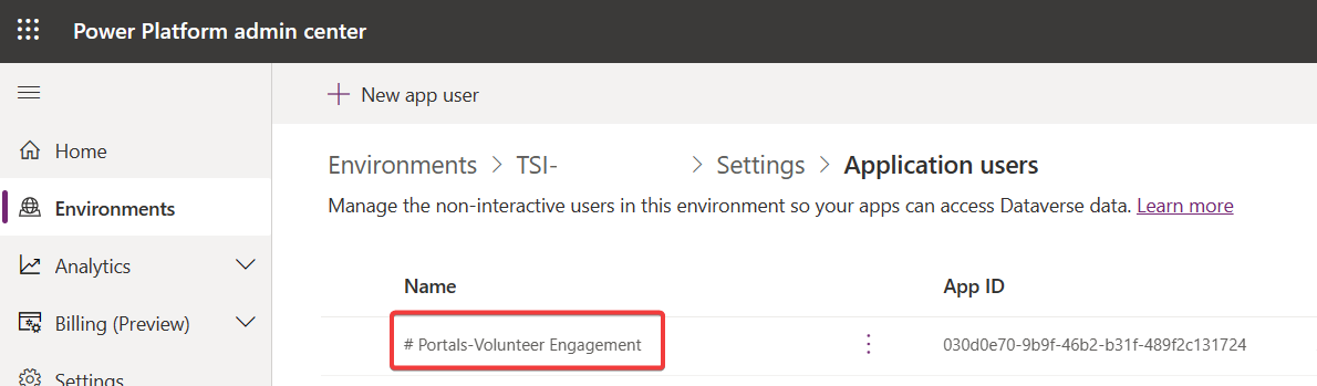 Screen shot showing Volunteer Engagement portal application user.