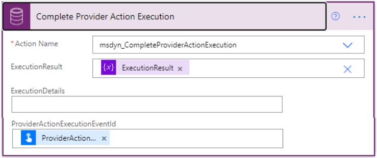 Screenshot of Complete provider action exection .