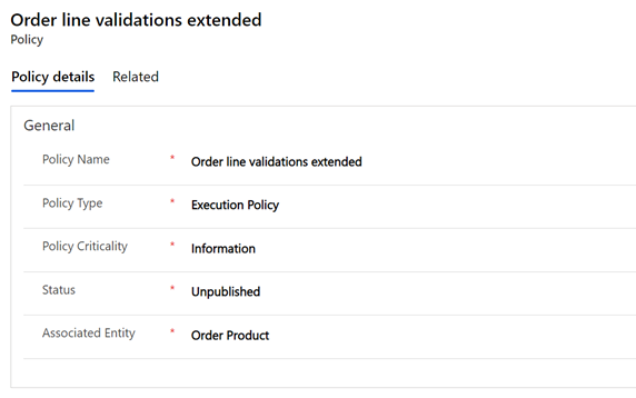 Order line validations extended policy example.