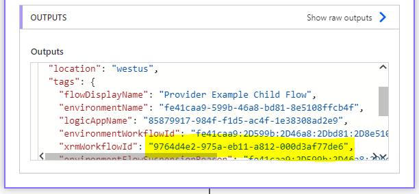 Screenshot of workflow ID.