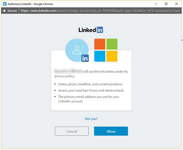 Authorize Dynamics 365 apps to use LinkedIn account data