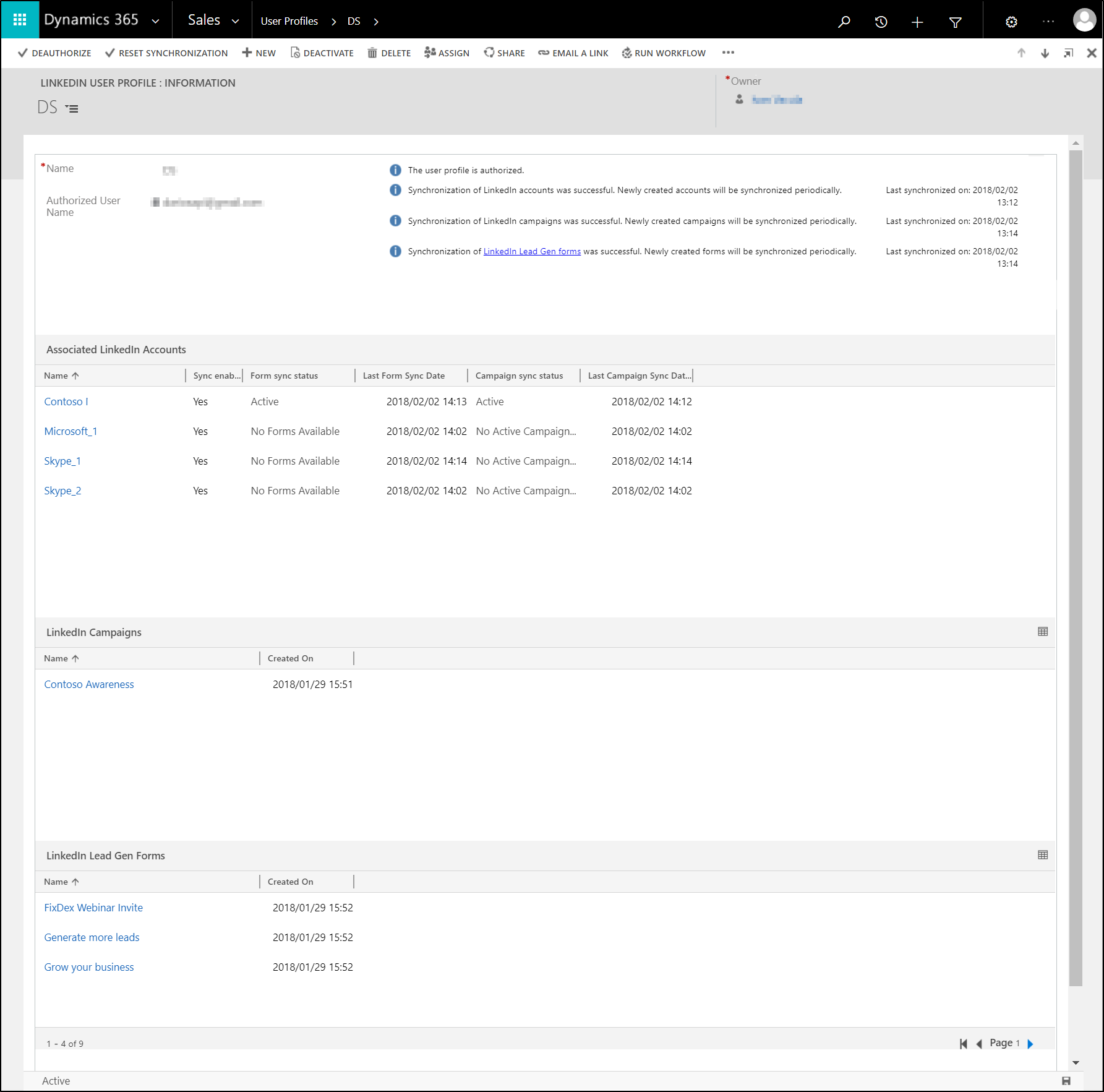 Authorize Dynamics 365 apps to use LinkedIn account data