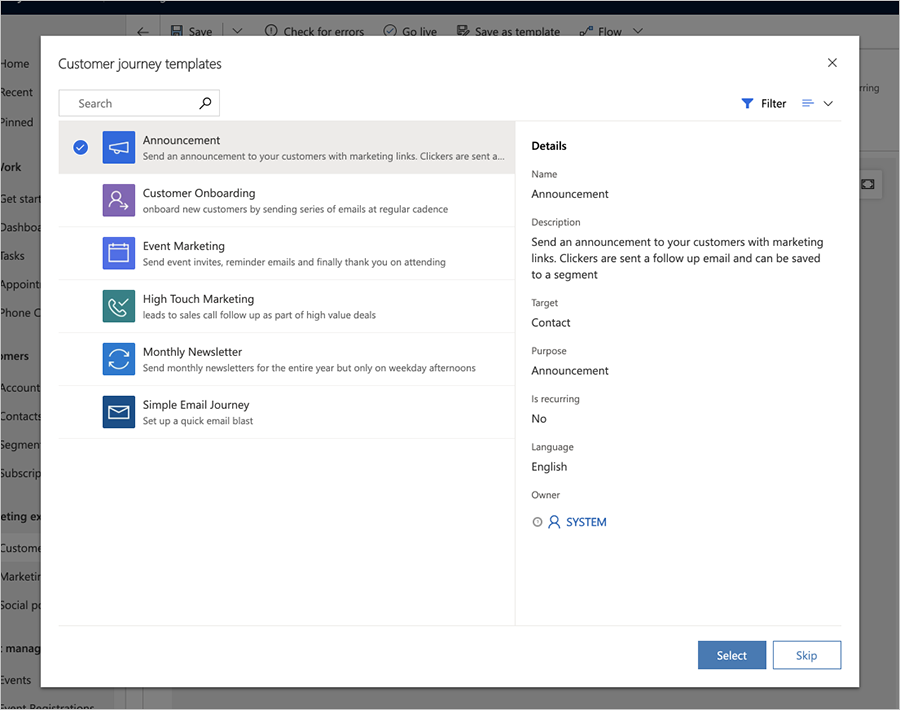 Work With Customer Journey Templates Dynamics 365 Marketing Microsoft Learn