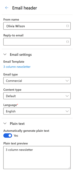 Access additional email header settings.