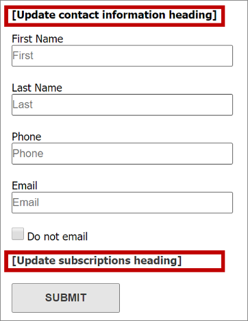 Edit the heading inserted by the form template.
