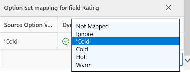 The option-set value mapping menu The option-set value mapping menu.