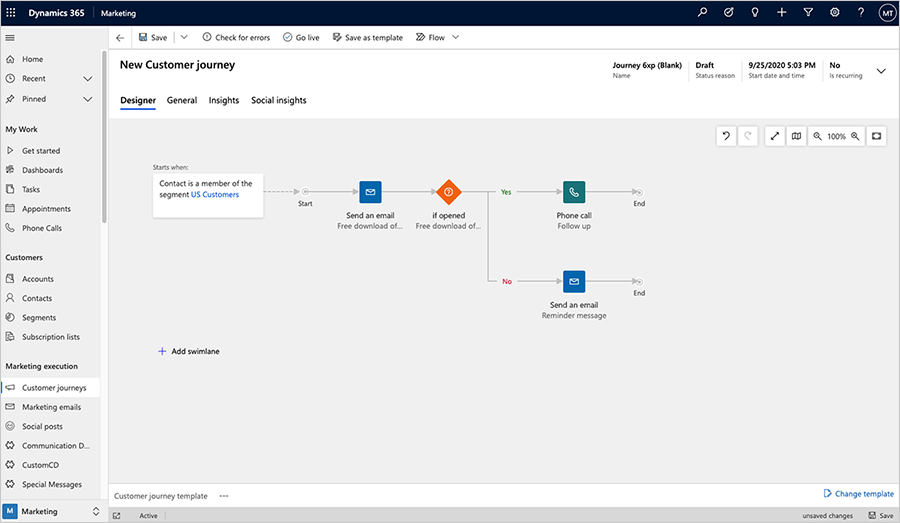 dynamics 365 marketing customer journey power automate