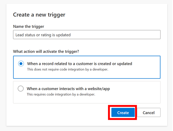 Create a trigger by choosing a desired attribute to activate