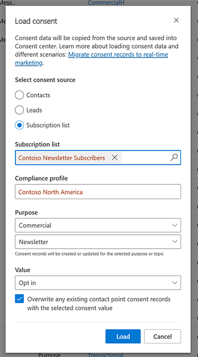 Manage consent for email and text messages in real-time marketing |  Microsoft Learn