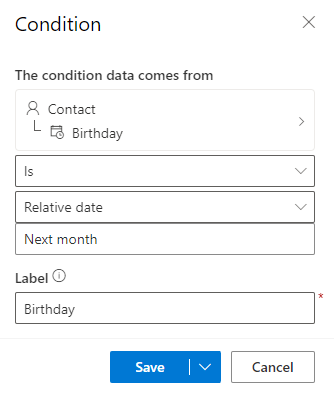 Screenshot showing relative date settings.