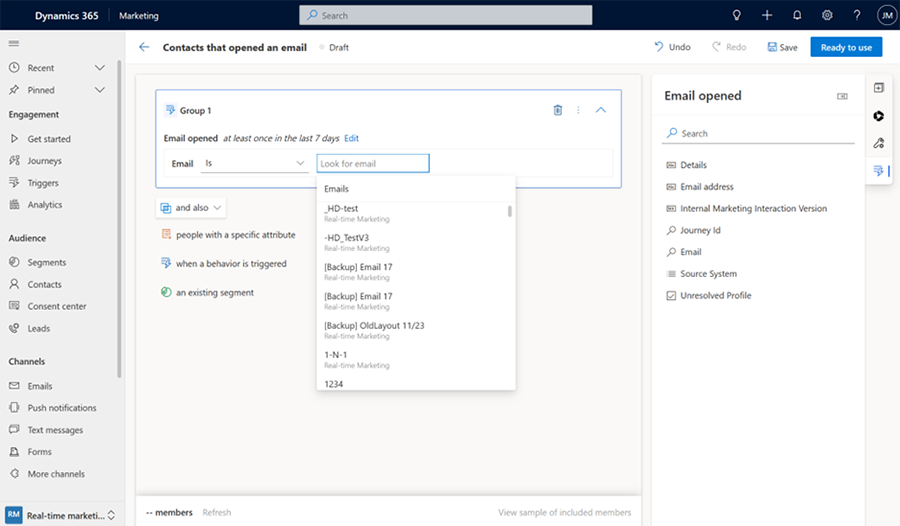 select your desired email to look for its interaction details