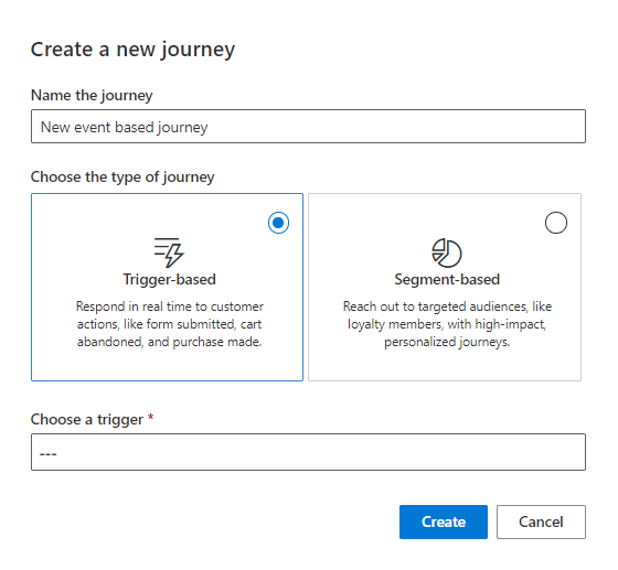 Create a trigger-based journey screenshot Create a trigger-based journey screenshot.