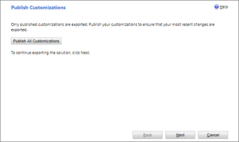 Export-solution wizard, page 1 Export-solution wizard, page 1.