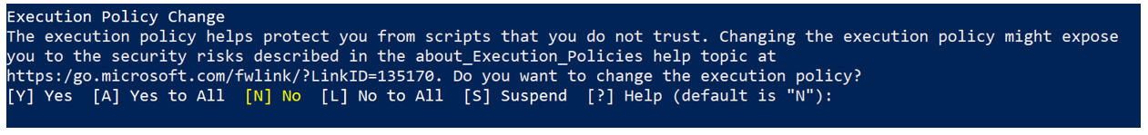 Execution Policy Change page.