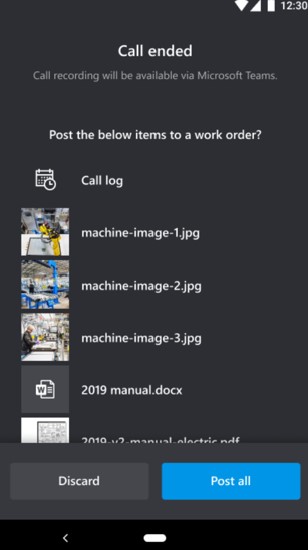 Screenshot of snapshots on Field Service work order.