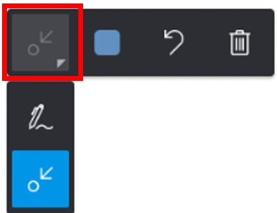 Screenshot of the Dynamics 365 Remote Assist mobile annotation toolbar dropped down.