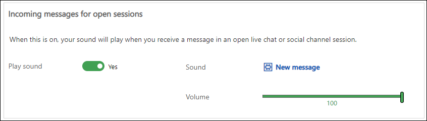 Sound notification settings for open sessions.