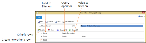 Sync or offline filters criteria grid in Dynamics 365 apps.