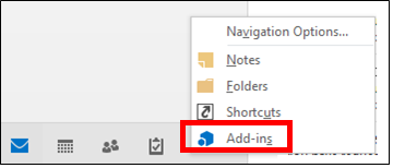 Add-ins menu for Outlook Solution Module