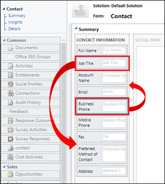 Drag Contact form fields