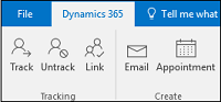 Dynamics 365 App for Outlook contact tracking ribbon
