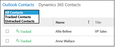 Dynamics 365 App for Outlook with contract tracking filter drop-down