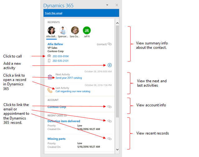 Dynamics 365 App for Outlook pane