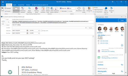 Link appointment in Dynamics 365 App for Outlook