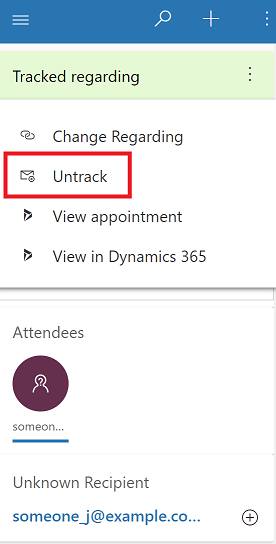 Untrack a email or appointment.