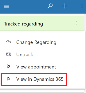 View the tracked item in Dynamics 365.