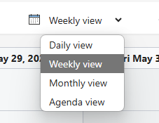Screenshot that shows the view picker expanded to show the different view options that are available for selection.