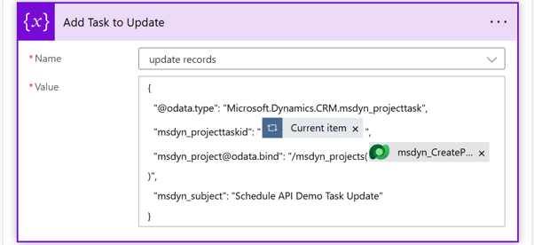 Screenshot of add tasks to update.