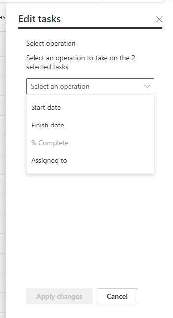 Screenshot of the Edit tasks pane for bulk updates.
