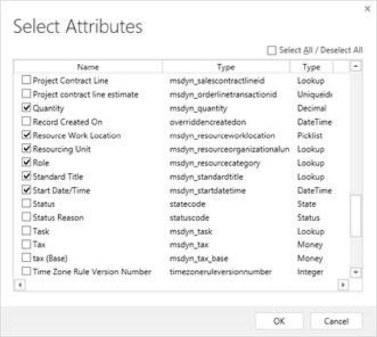 Screenshot showing checkbox selection for pricing attributes.