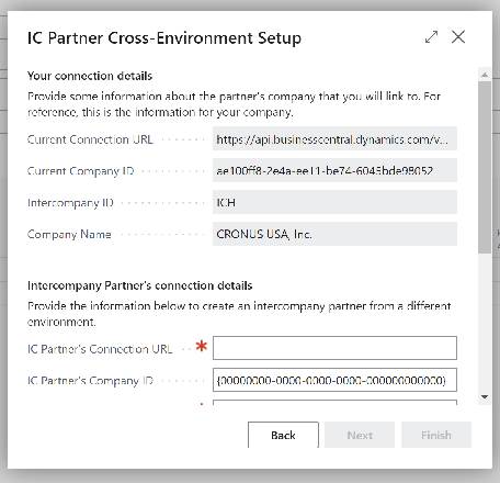 New setup page for IC Partners from different environments