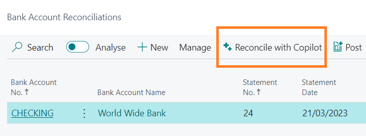 Complete bank account reconciliation faster with Copilot