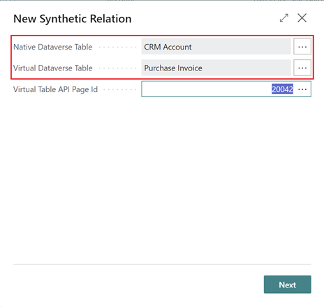 Shows New Synthetic Relation setup guide page