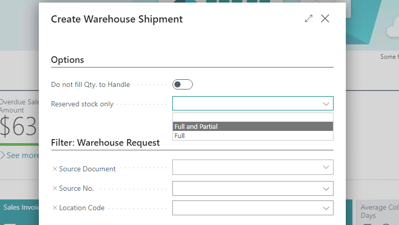Create warehouse shipment task