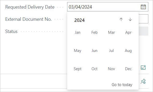 The new calendar control displaying months
