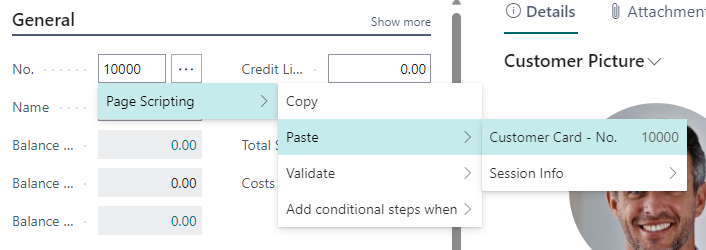Example of pasting value copied to clipboard